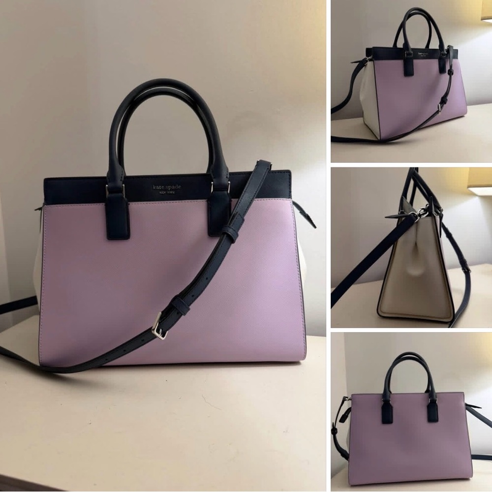 Kate Spade Large Cameron Satchel Lavender, Navy & White - Picture 9 of 10